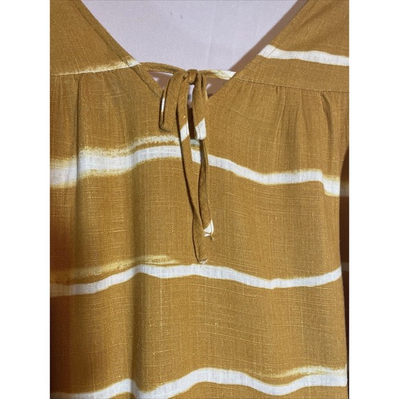 Simply Vera Vera Wang Women size Sm Tiered Midi Dress  Gold Stripe With Lining - Picture 9 of 13